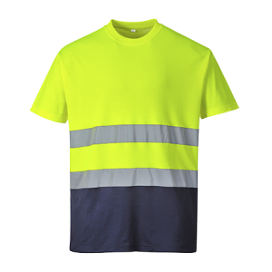 T-SHIRT M/ CURTA BICOLOR AMARELO AV/AZUL ESC S173